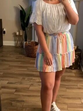Trend notes multicolor ruffle lined skirt size large
